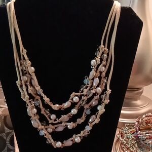 Cato Cream and White Multi-Strand Necklace